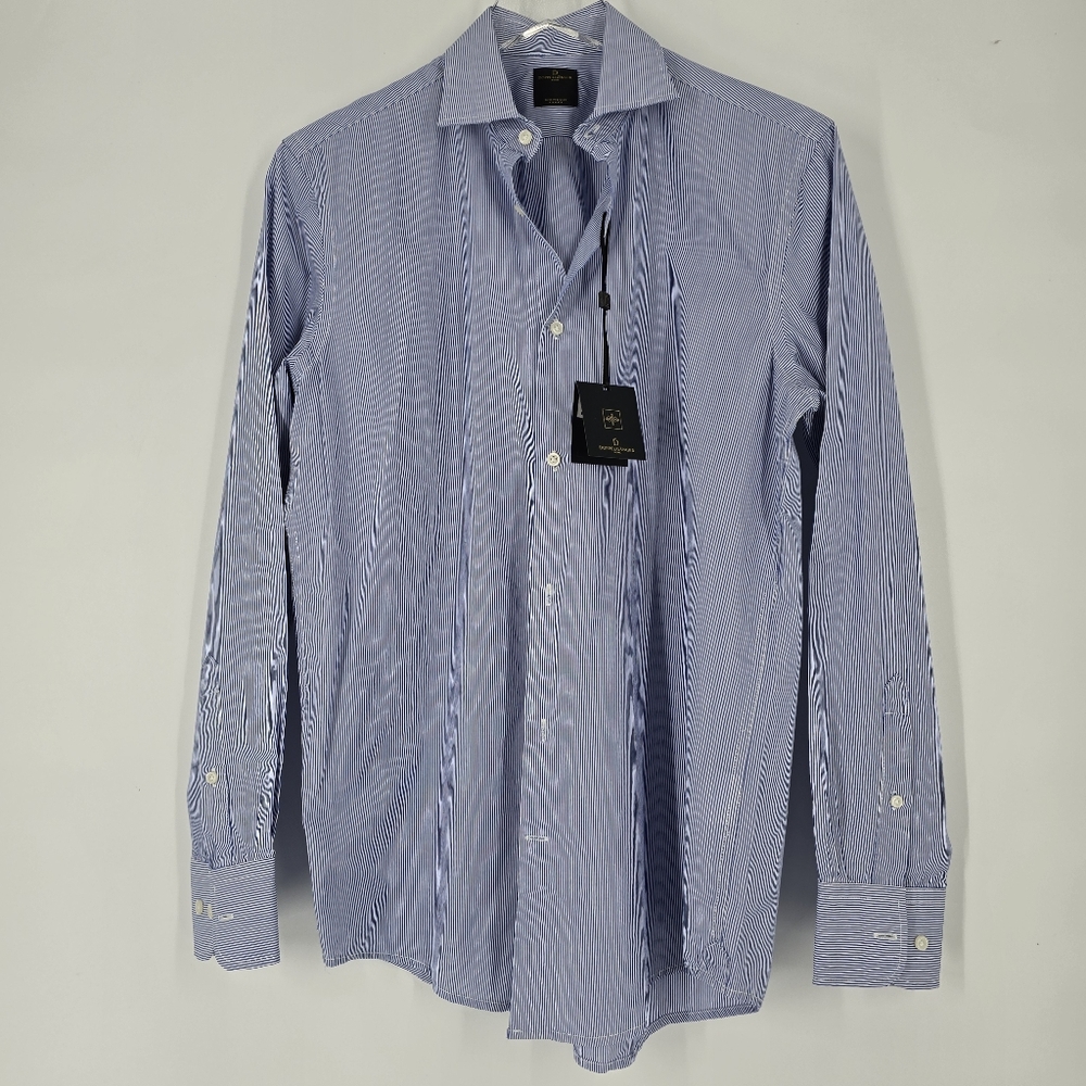 Doppelganger Roma NEW Blue White Stripe Button Down Shirt Size 15 38